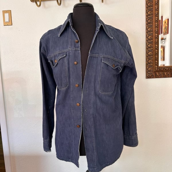 A&S Store Vintage Western Denim Shirt Size 16-16.5