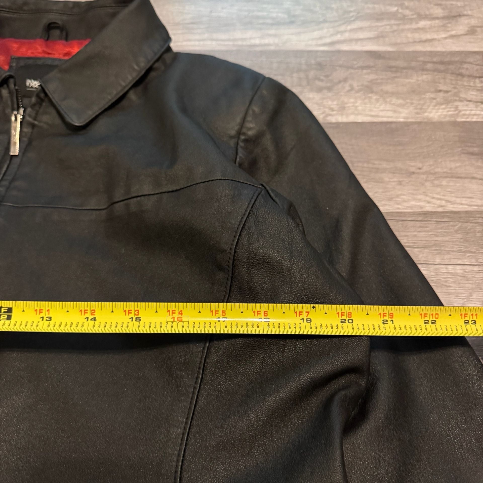 Mossimo Leather Jacket Size XL Black Red Lining 5