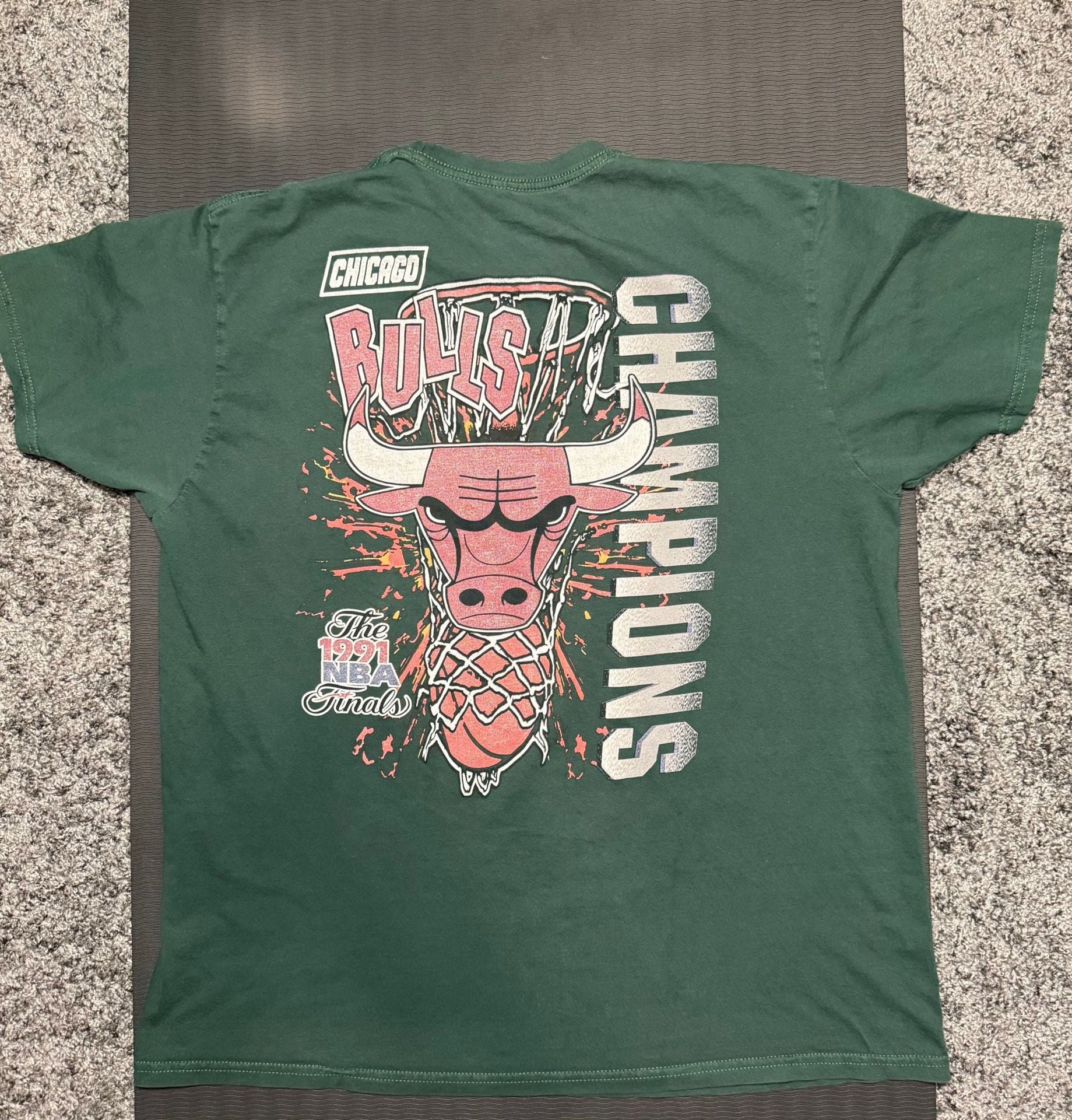 Mitchell & Ness Chicago Bulls 1991 NBA Finals T-Shirt Size XL Green 3