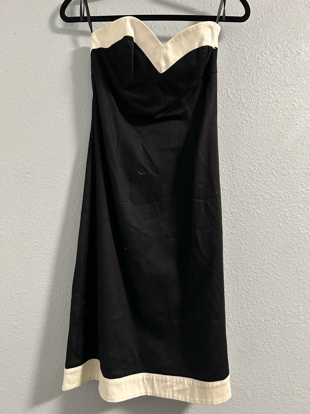 White House Black Market Strapless Dress Size 0 Black White 2
