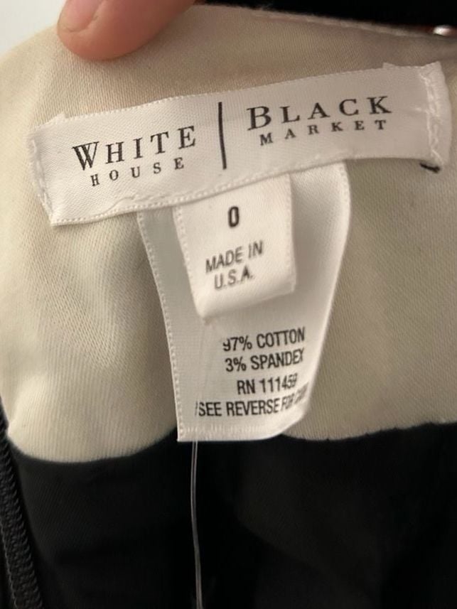 White House Black Market Strapless Dress Size 0 Black White 3