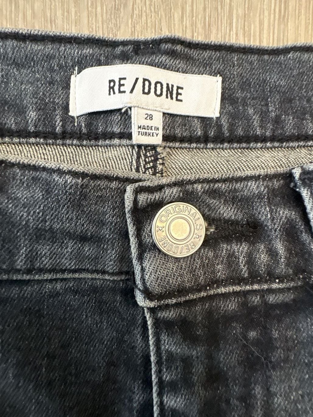 Re/Done 70s High Rise Stove Pipe Jean Size 28 Stoned Noir Black Straight Leg 4