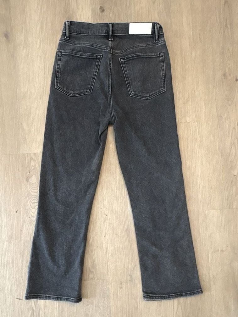 Re/Done 70s High Rise Stove Pipe Jean Size 28 Stoned Noir Black Straight Leg 6