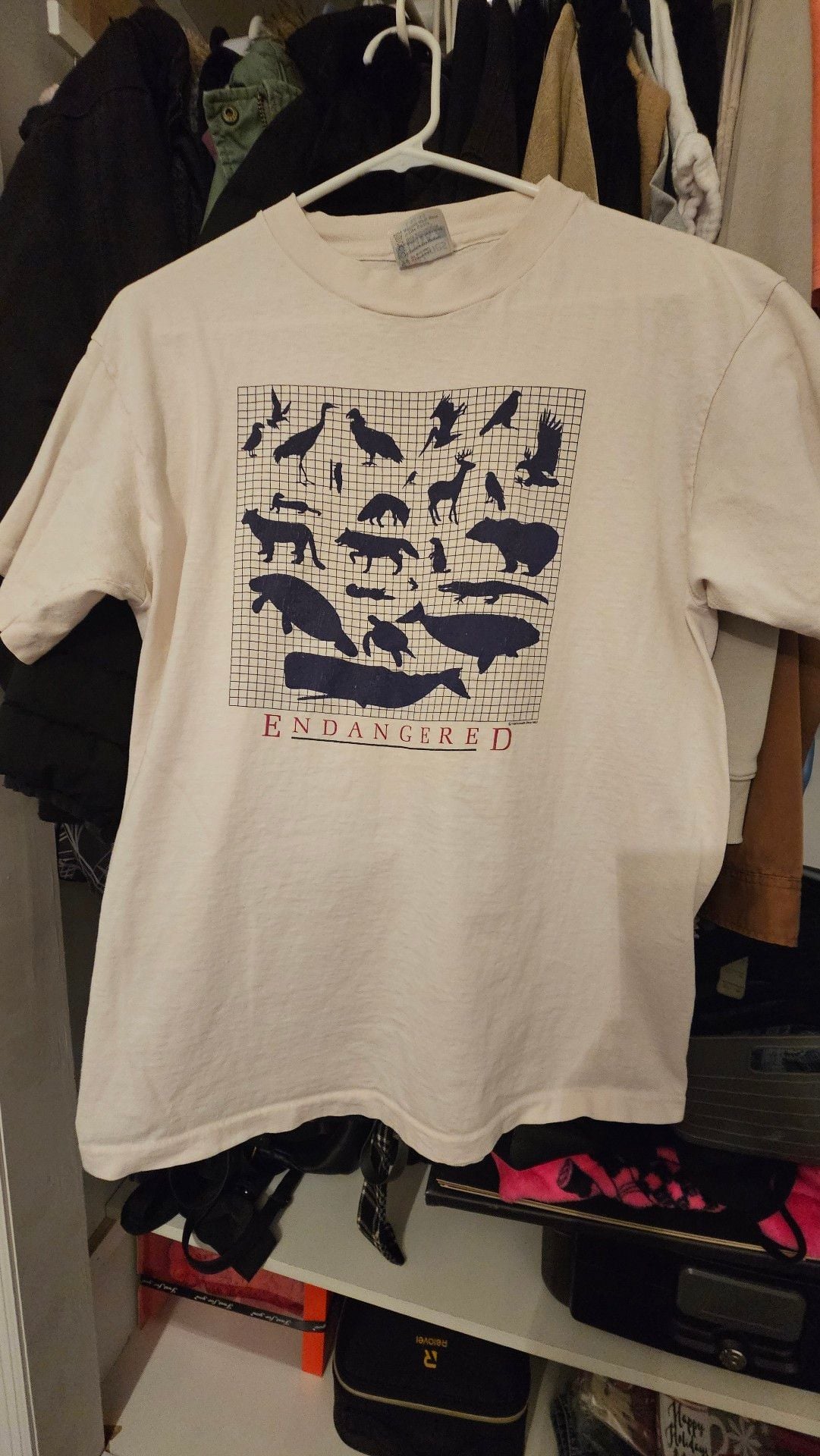 Vintage Hanes Beefy-T Endangered Animals Wildlife Graphic T-Shirt Made in USA 2