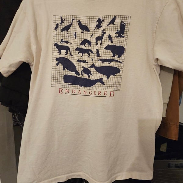 Vintage Hanes Beefy-T Endangered Animals Wildlife Graphic T-Shirt Made in USA