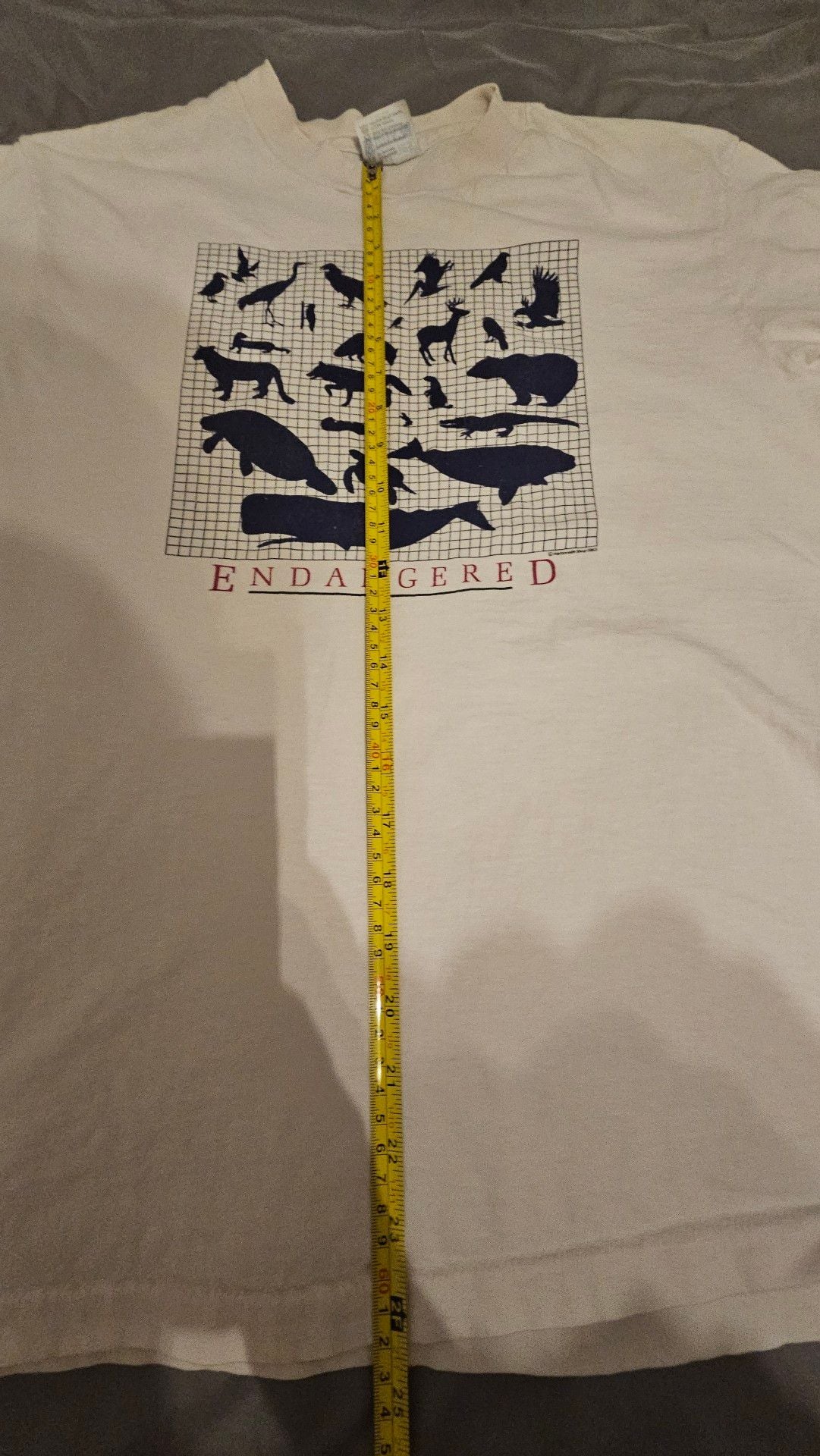 Vintage Hanes Beefy-T Endangered Animals Wildlife Graphic T-Shirt Made in USA 5