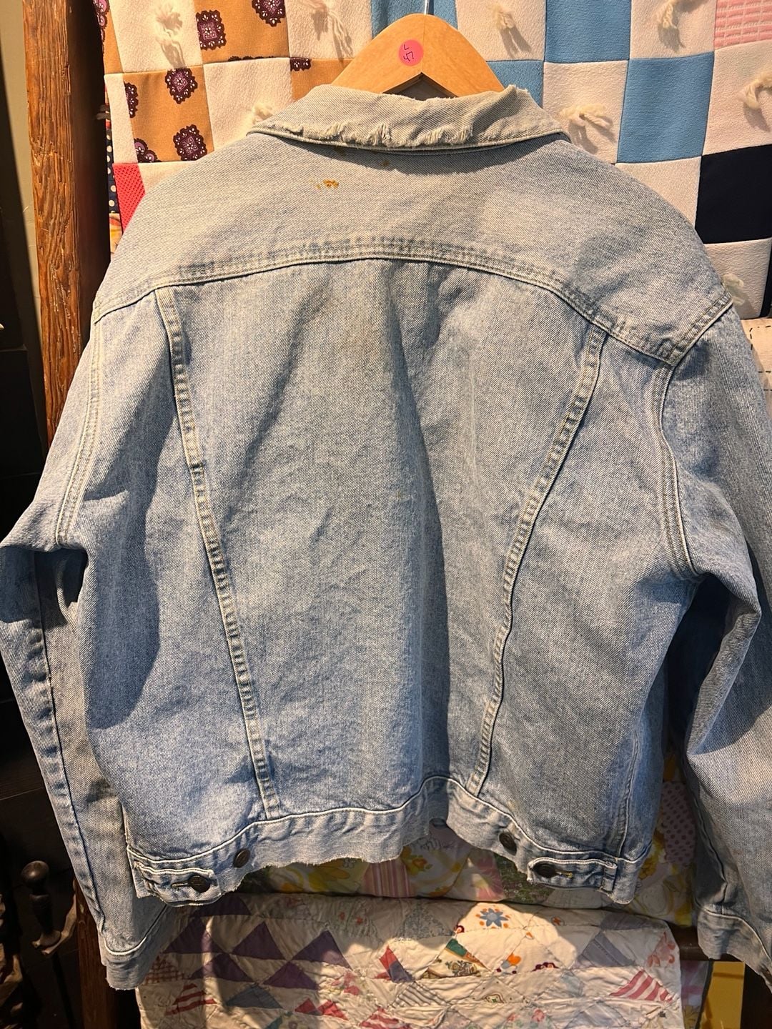 Vintage Georges Marciano Denim Jacket Size L Light Wash Distressed 10