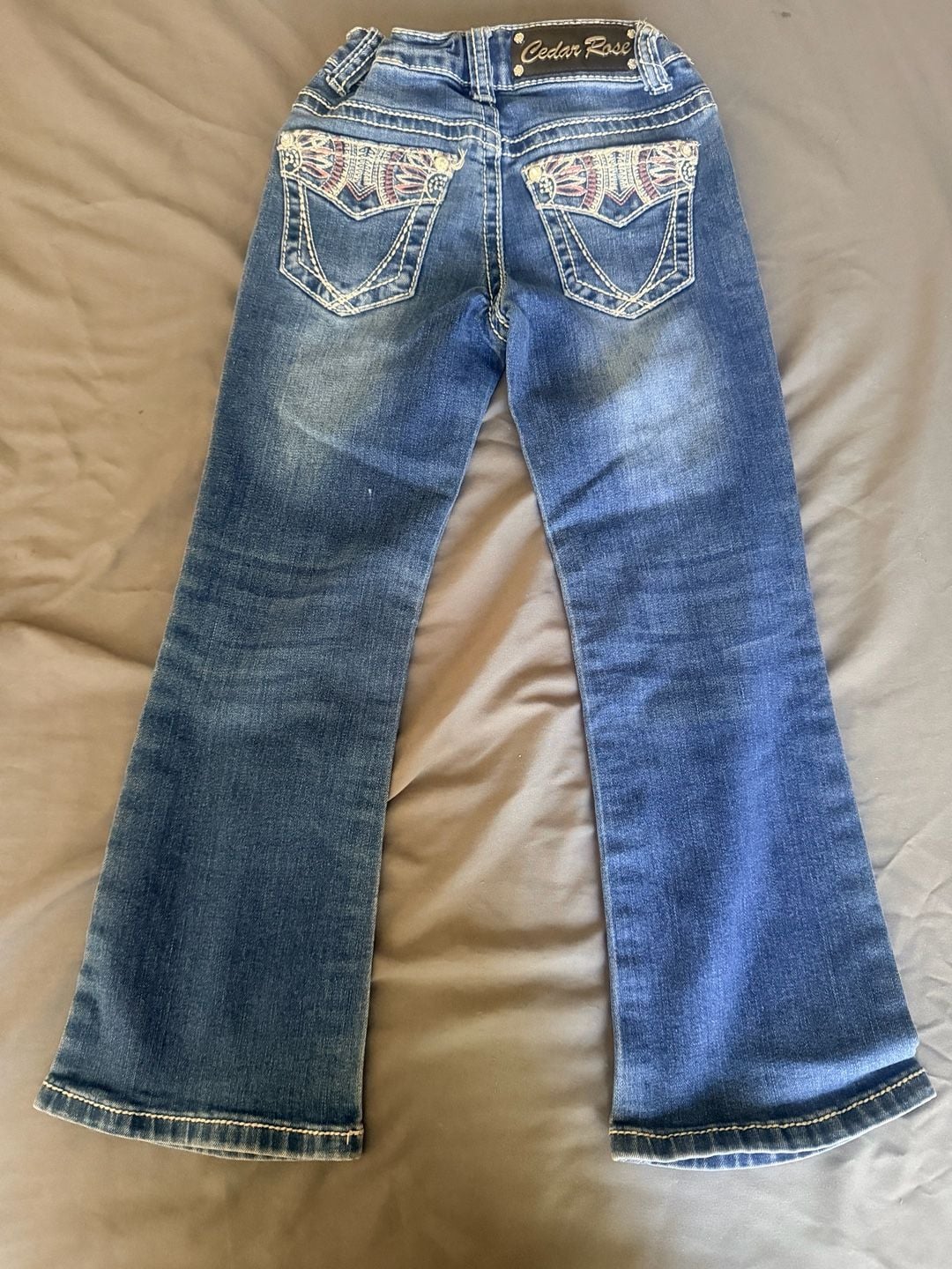 Cedar Rose Jeans girls/kids- Size 6 Embroidered Flap Pocket Denim 3
