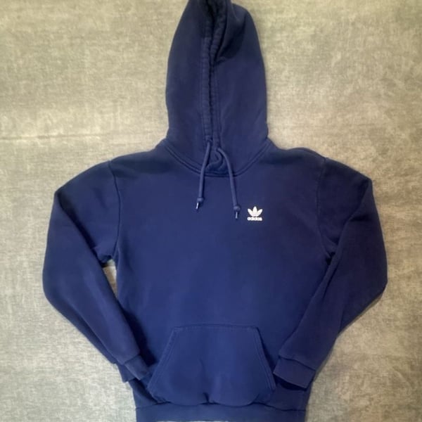 Adidas Trefoil Essentials Hoodie Size S Blue Primegreen Pullover