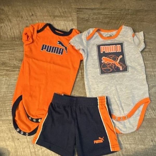 Puma Baby Boy 3-Piece Bodysuit & Shorts Set Size 6-9 Months
