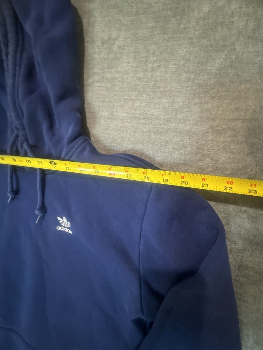 Adidas Trefoil Essentials Hoodie Size S Blue Primegreen Pullover 5