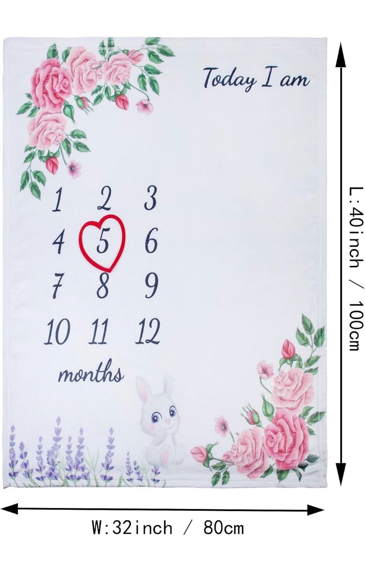 Msd Baby Milestone Blanket 32x40 White Floral 3