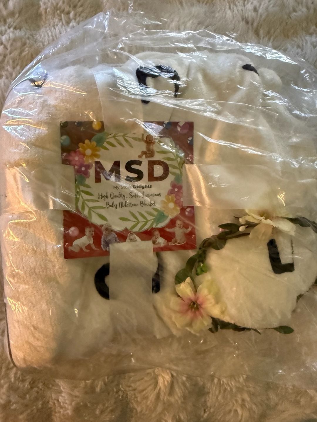 Msd Baby Milestone Blanket 32x40 White Floral 4