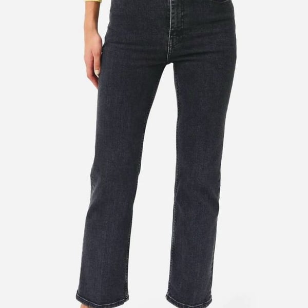 Re/Done 70s High Rise Stove Pipe Jean Size 28 Stoned Noir Black Straight Leg