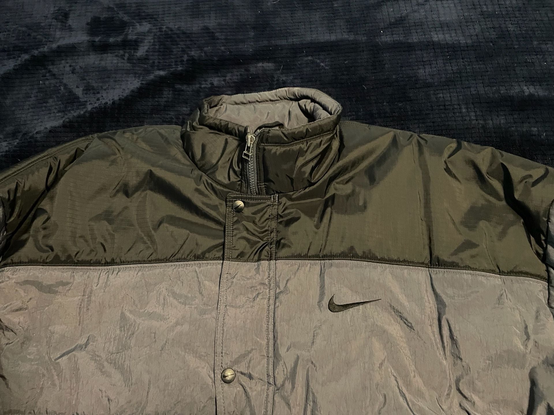 Nike Puffer Jacket Size XXL Vintage 90s Winter Coat Gray Black 2