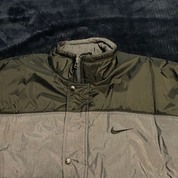 Nike Puffer Jacket Size XXL Vintage 90s Winter Coat Gray Black
