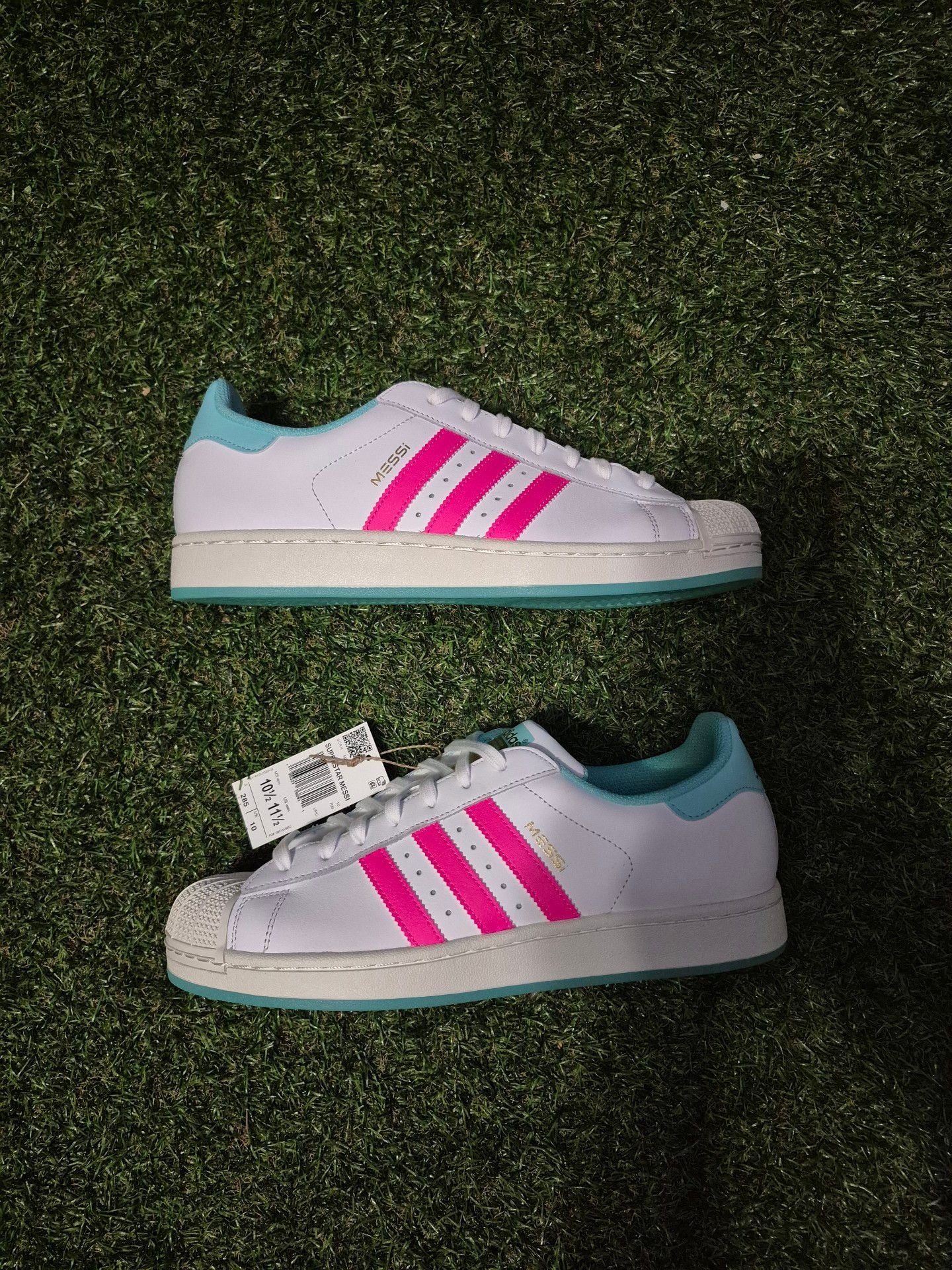 Adidas Superstar Messi Size 10.5 White Lucid Pink Flash Aqua 2