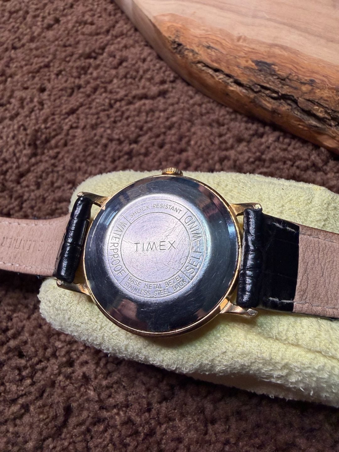 VINTAGE TIMEX 1968 21J AUTOMATIC MECHANICAL SELF-WIND MEN'S GOLDEN LEATHER WATCH 4