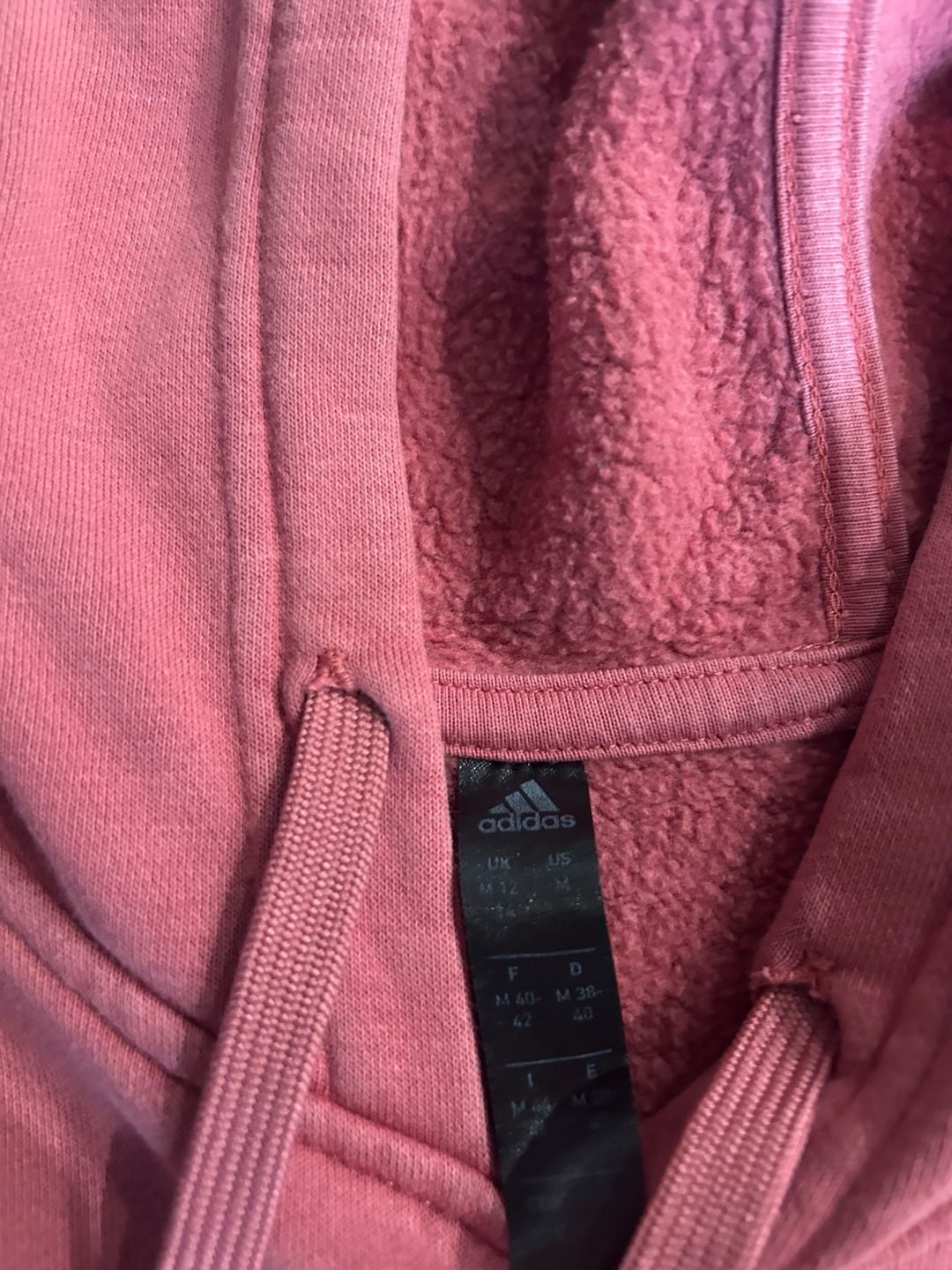Adidas Hoodie Size M Pink Gold Logo Fleece Pullover 6