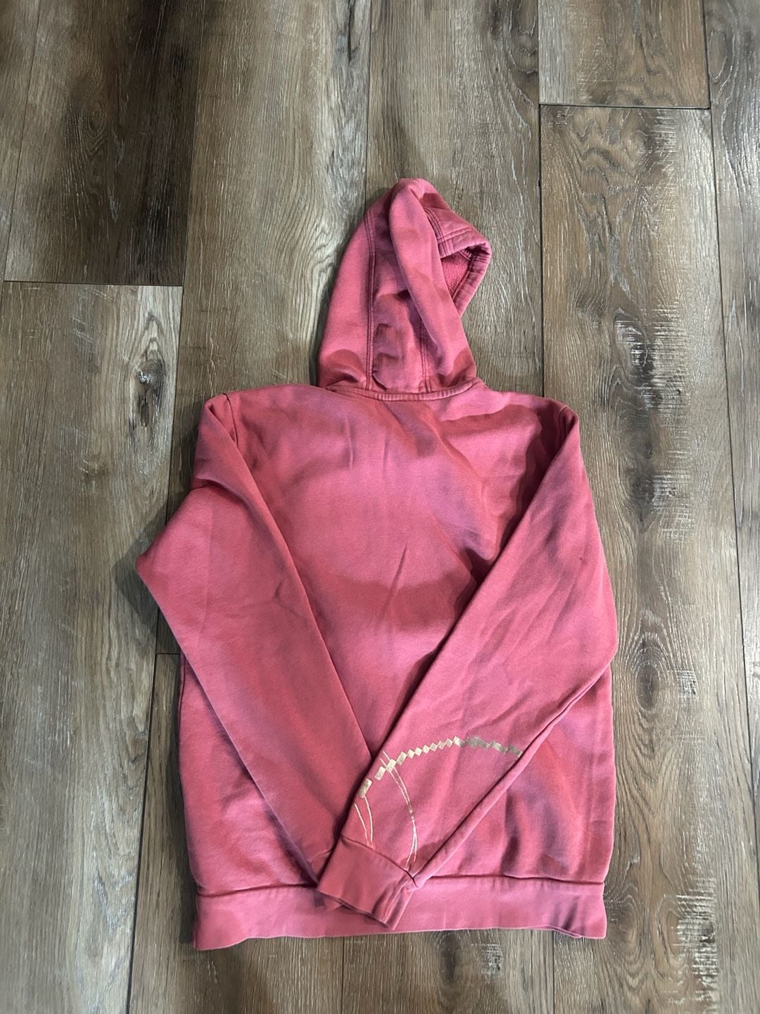 Adidas Hoodie Size M Pink Gold Logo Fleece Pullover 7