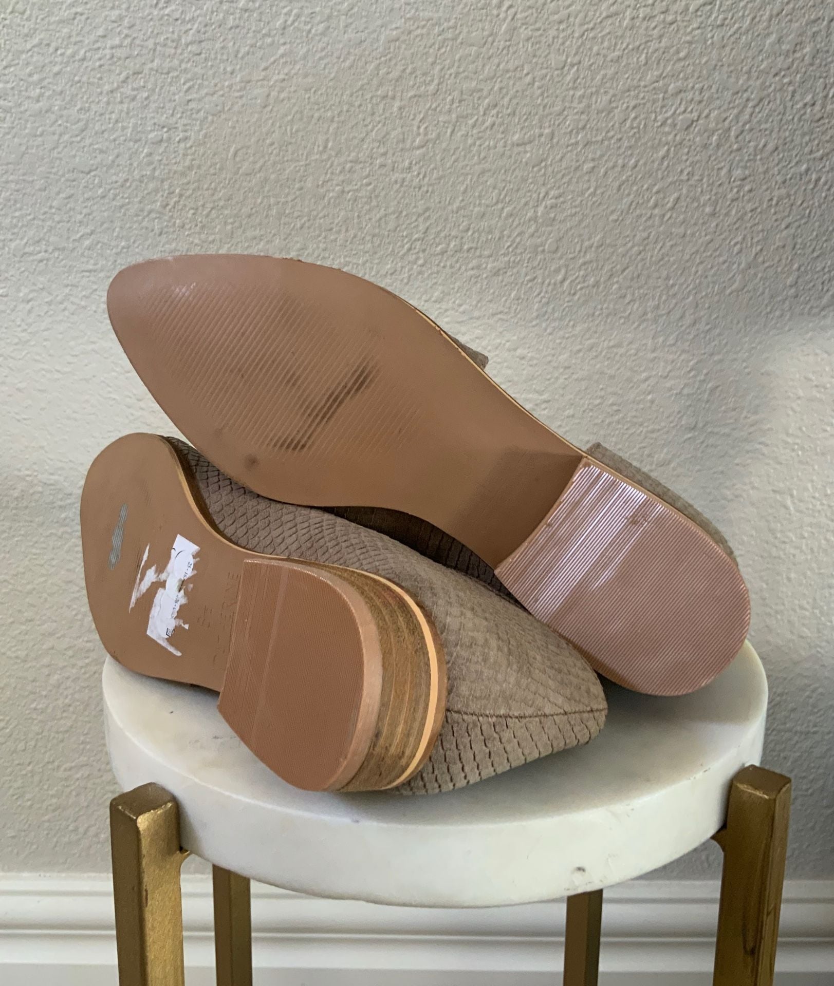 Catherine Malandrino D'Orsay Flat Size 8.5 Taupe Snake Print 10