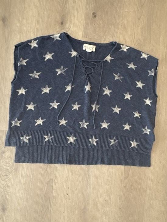 Denim & Supply Ralph Lauren Star Print Lace-Up Vest Size M Blue 3