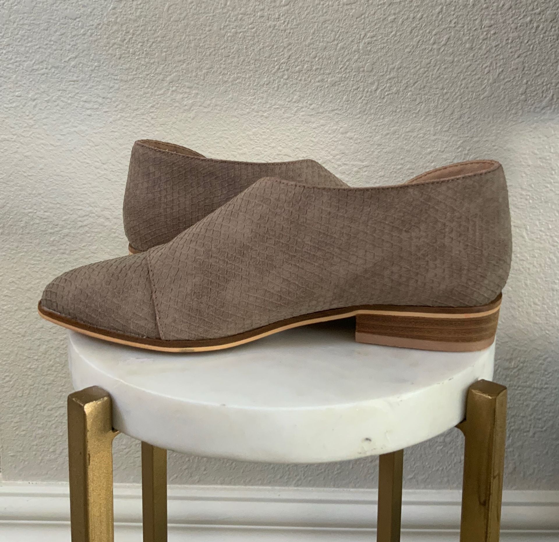 Catherine Malandrino D'Orsay Flat Size 8.5 Taupe Snake Print 7