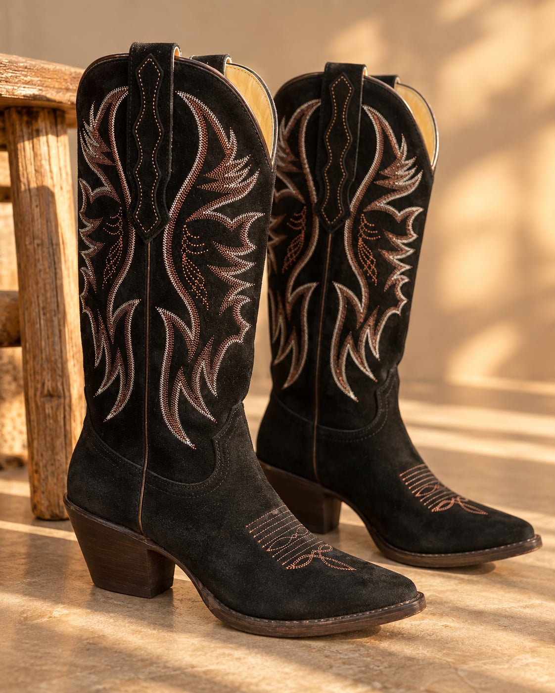 Idyllwind Miranda Lambert Black Suede Cowboy Boots 8B Western Embroidered 2