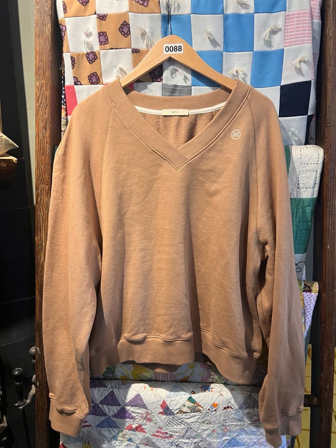 Recto V-Neck Sweatshirt Size F which is free size large best Tan Cotton 2