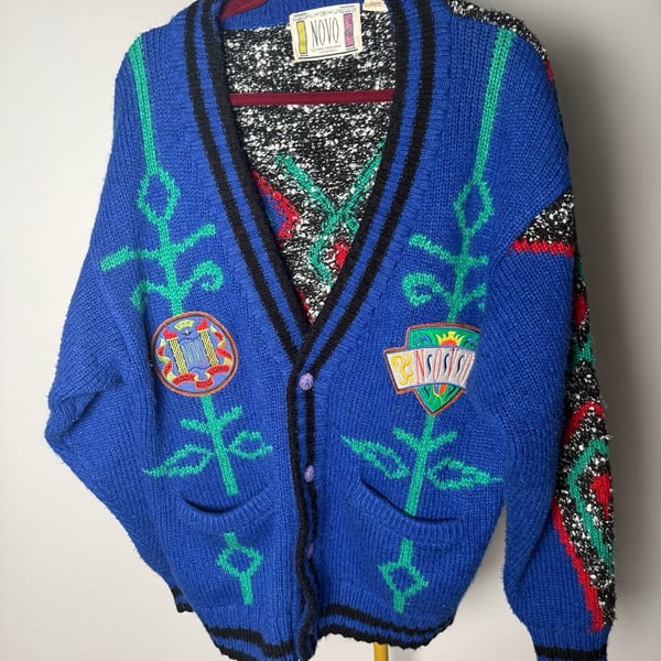 Vintage chunky Novo Cardigan oversized sz M Mohair Wool Blend Vintage 80s Sweater