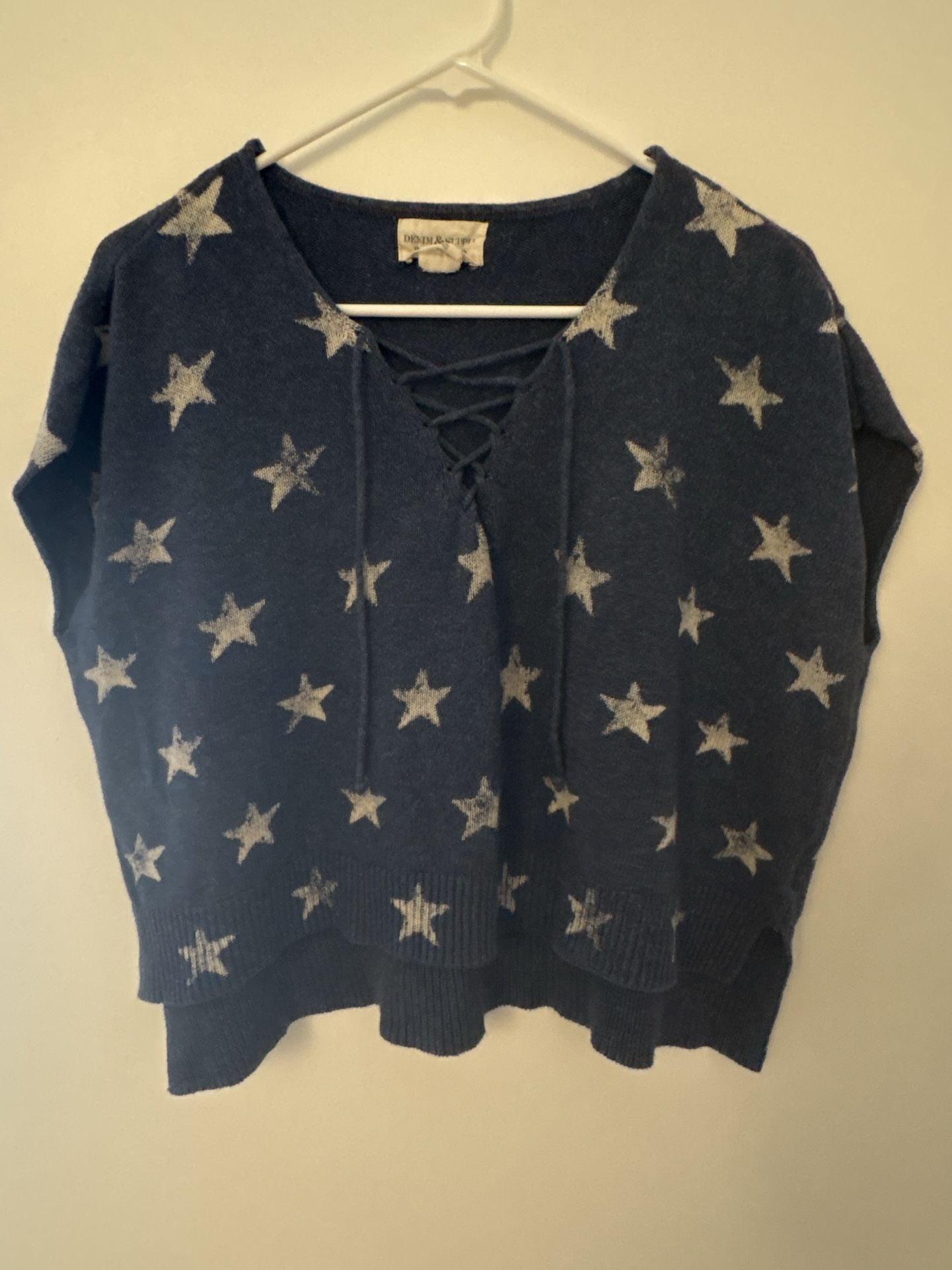 Denim & Supply Ralph Lauren Star Print Lace-Up Vest Size M Blue 2
