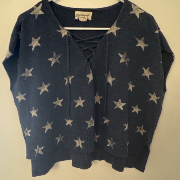 Denim & Supply Ralph Lauren Star Print Lace-Up Vest Size M Blue