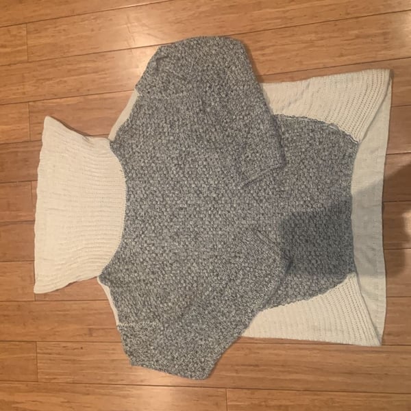 Breathless Cowl Neck Sweater Size L Cream Grey Long Sleeve Pullover