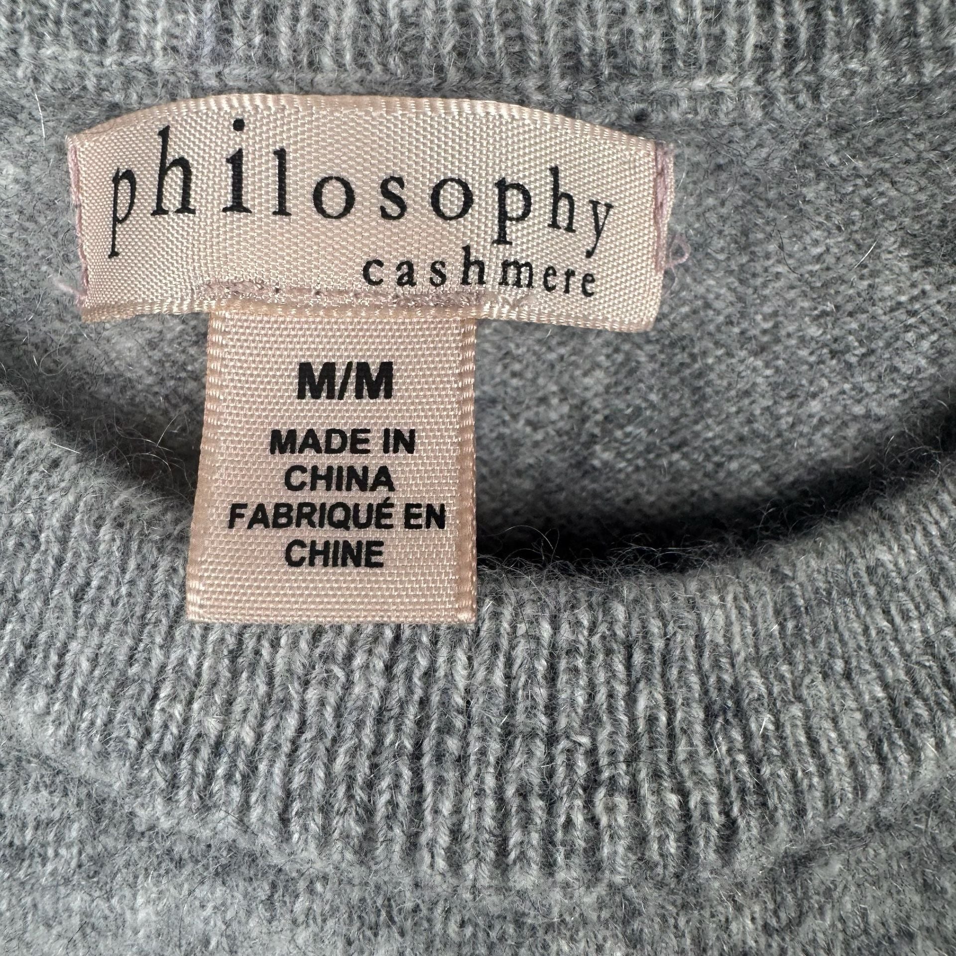 Philosophy Cashmere French Bulldog Sweater Size M/M Gray Crewneck 7