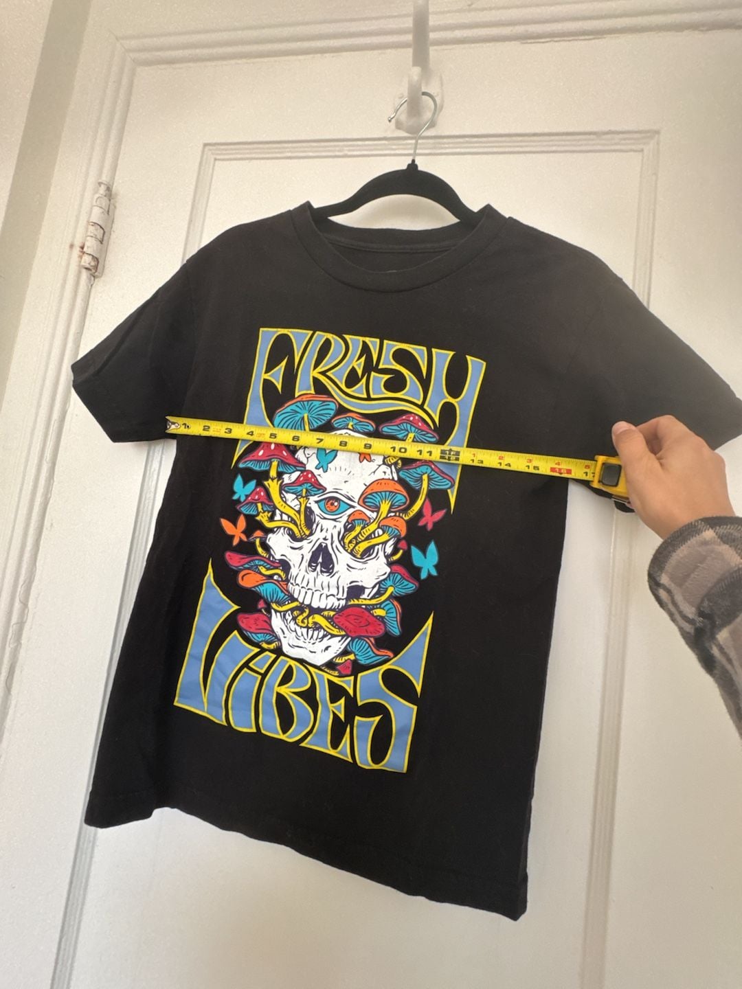Fresh Vibes Skull Mushroom Graphic T-Shirt Size S Black Psychedelic Skater Skatergirl 5