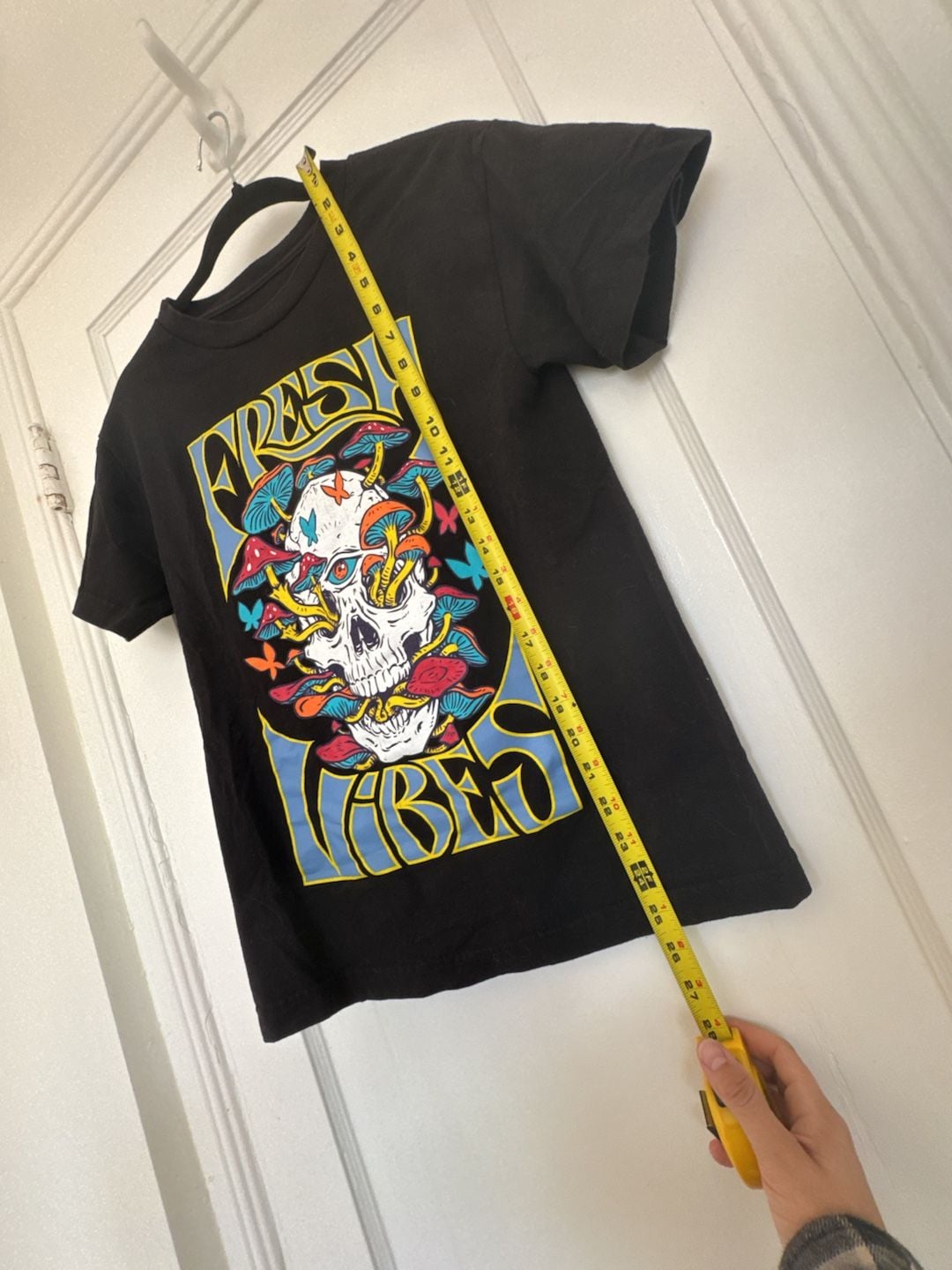 Fresh Vibes Skull Mushroom Graphic T-Shirt Size S Black Psychedelic Skater Skatergirl 6