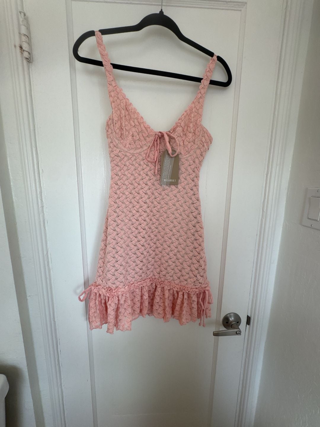 Meshki Marietta Cupped Lace Mini Dress Size XS Pink Barbiecore Barbie Coquette Ballerina 4