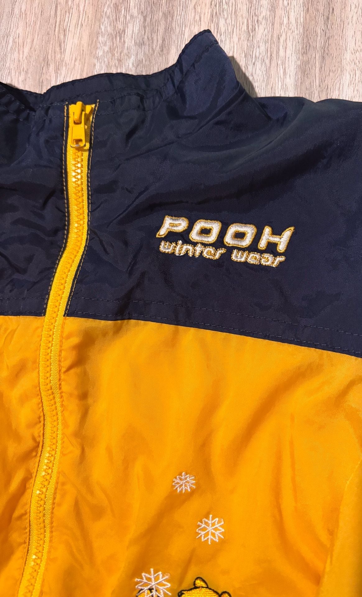 Vintage 90s Disney Winnie The Pooh Yellow Navy Windbreaker Jacket 24M 7