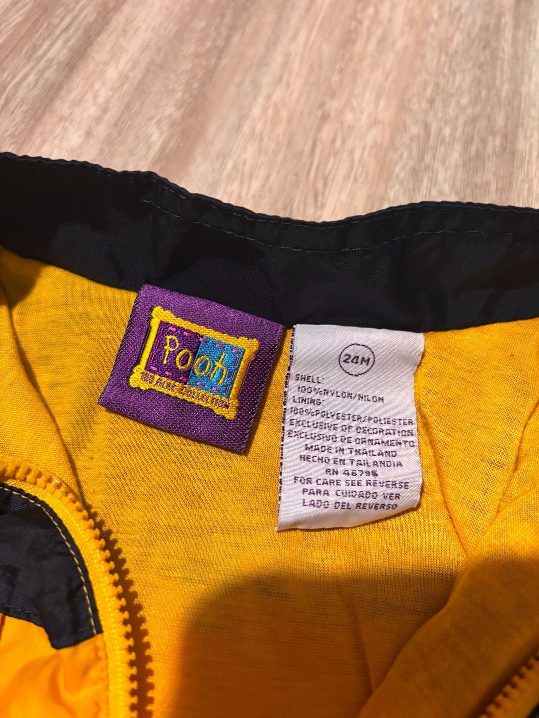 Vintage 90s Disney Winnie The Pooh Yellow Navy Windbreaker Jacket 24M 4