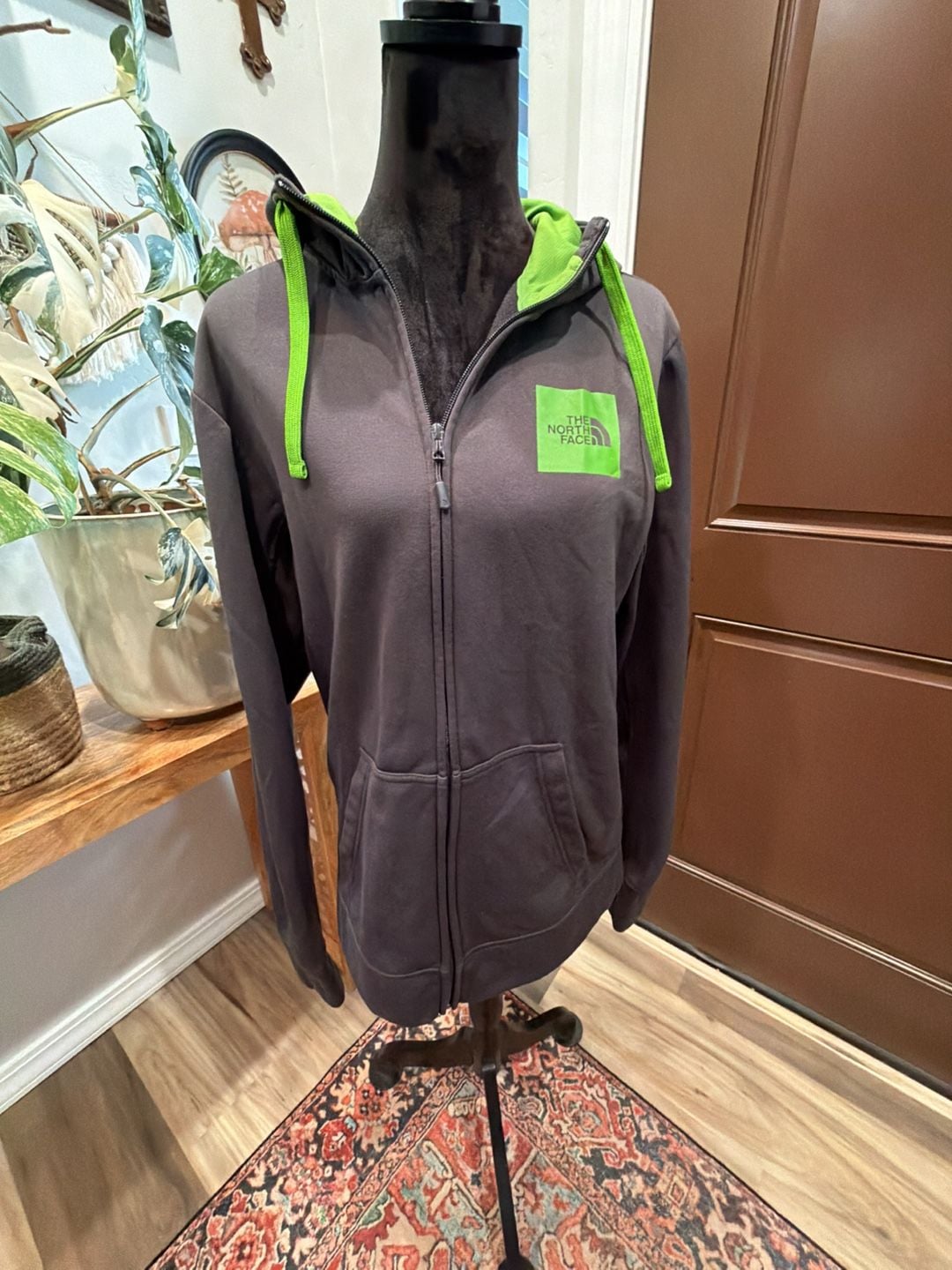 The North Face Surgent Full Zip Hoodie Size M Gray Green Sweatshirt 2