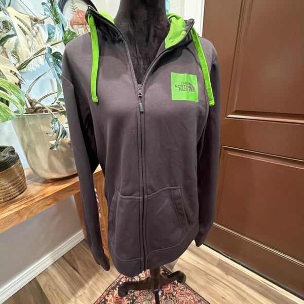 The North Face Surgent Full Zip Hoodie Size M Gray Green Sweatshirt