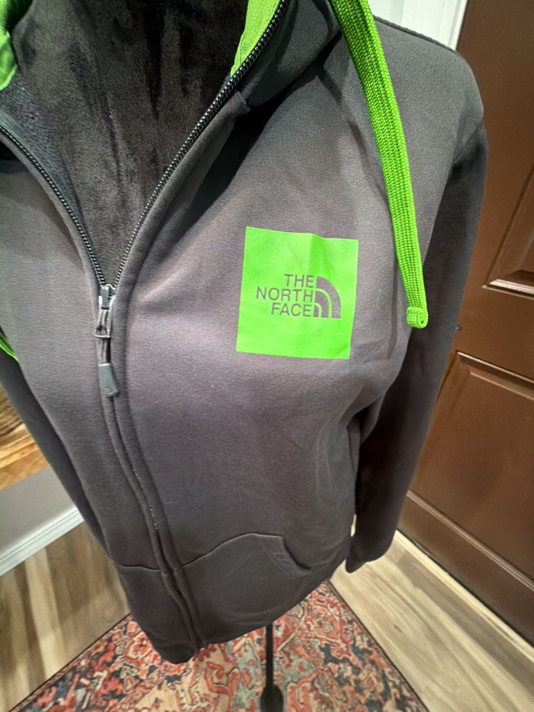 The North Face Surgent Full Zip Hoodie Size M Gray Green Sweatshirt 4