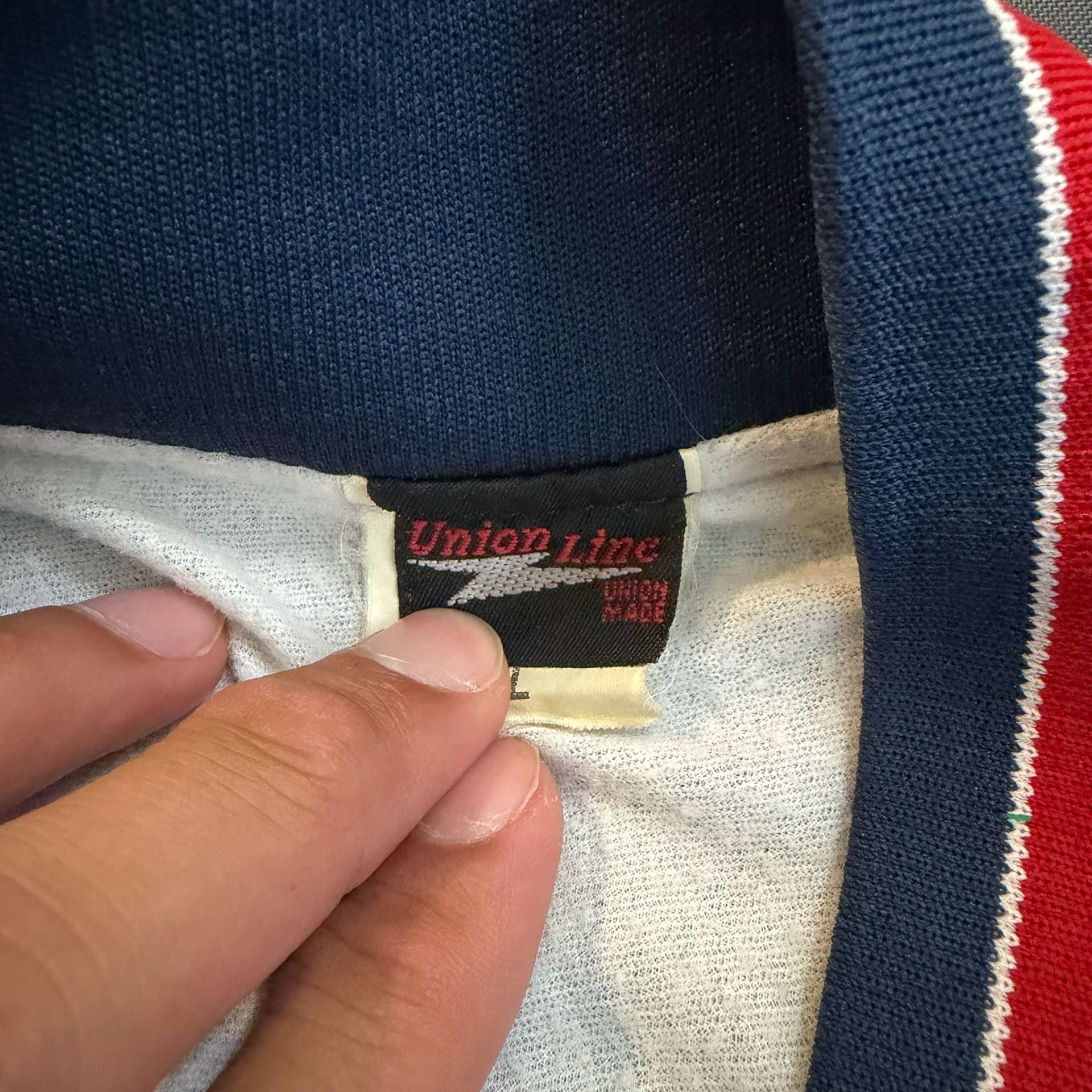 Vintage USA American Eagle Satin Bomber Jacket Red White Blue XL Made USA 8