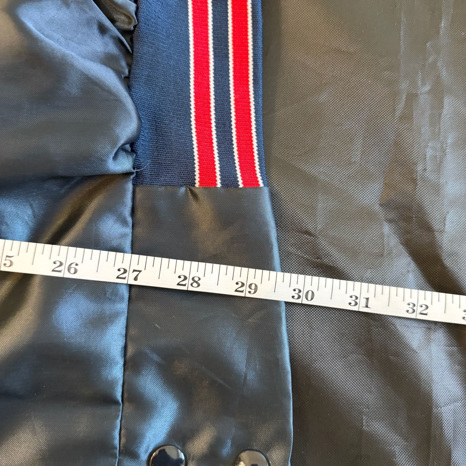 Vintage USA American Eagle Satin Bomber Jacket Red White Blue XL Made USA 10