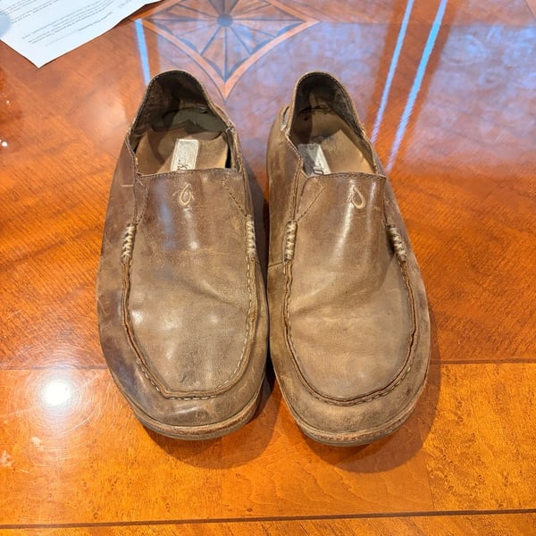 OluKai Moloa Slip-On Shoes Size US M 11 Brown Leather