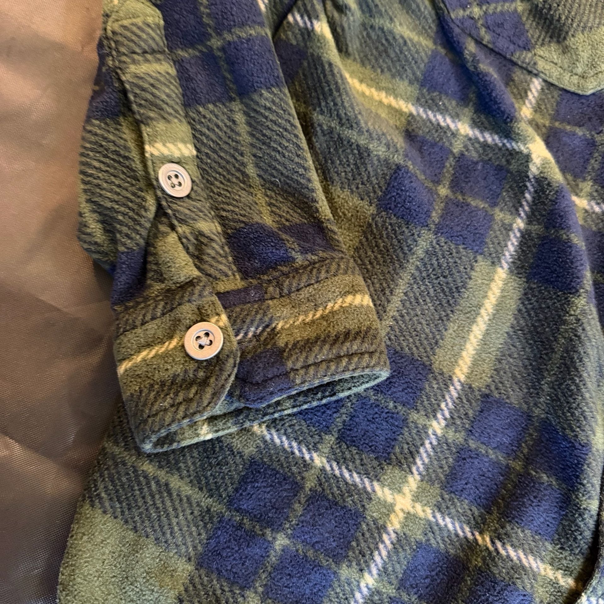 Freedom Foundry Plaid Fleece Long Sleeve Shirt Green Blue Soft 7
