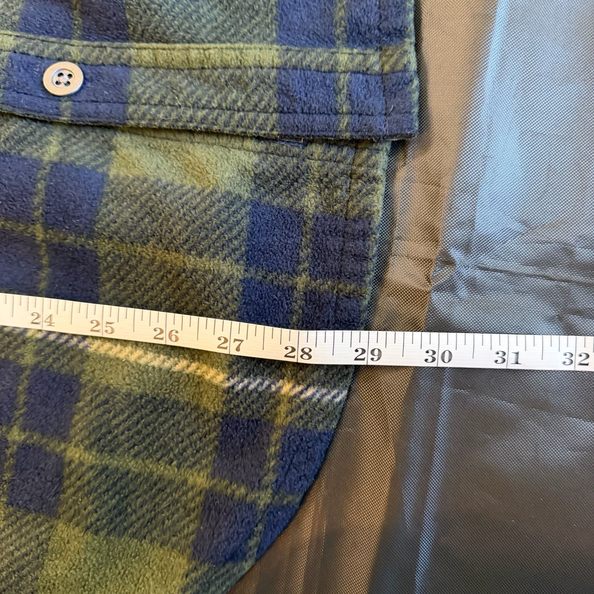 Freedom Foundry Plaid Fleece Long Sleeve Shirt Green Blue Soft 8