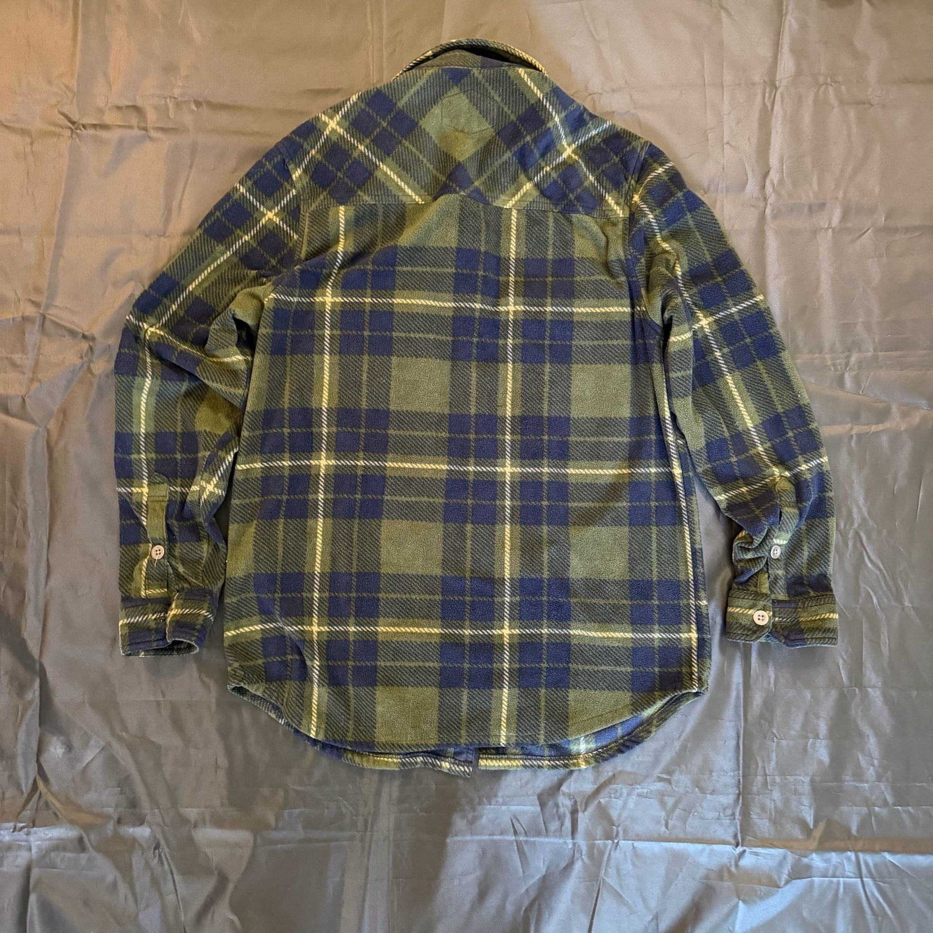 Freedom Foundry Plaid Fleece Long Sleeve Shirt Green Blue Soft 11