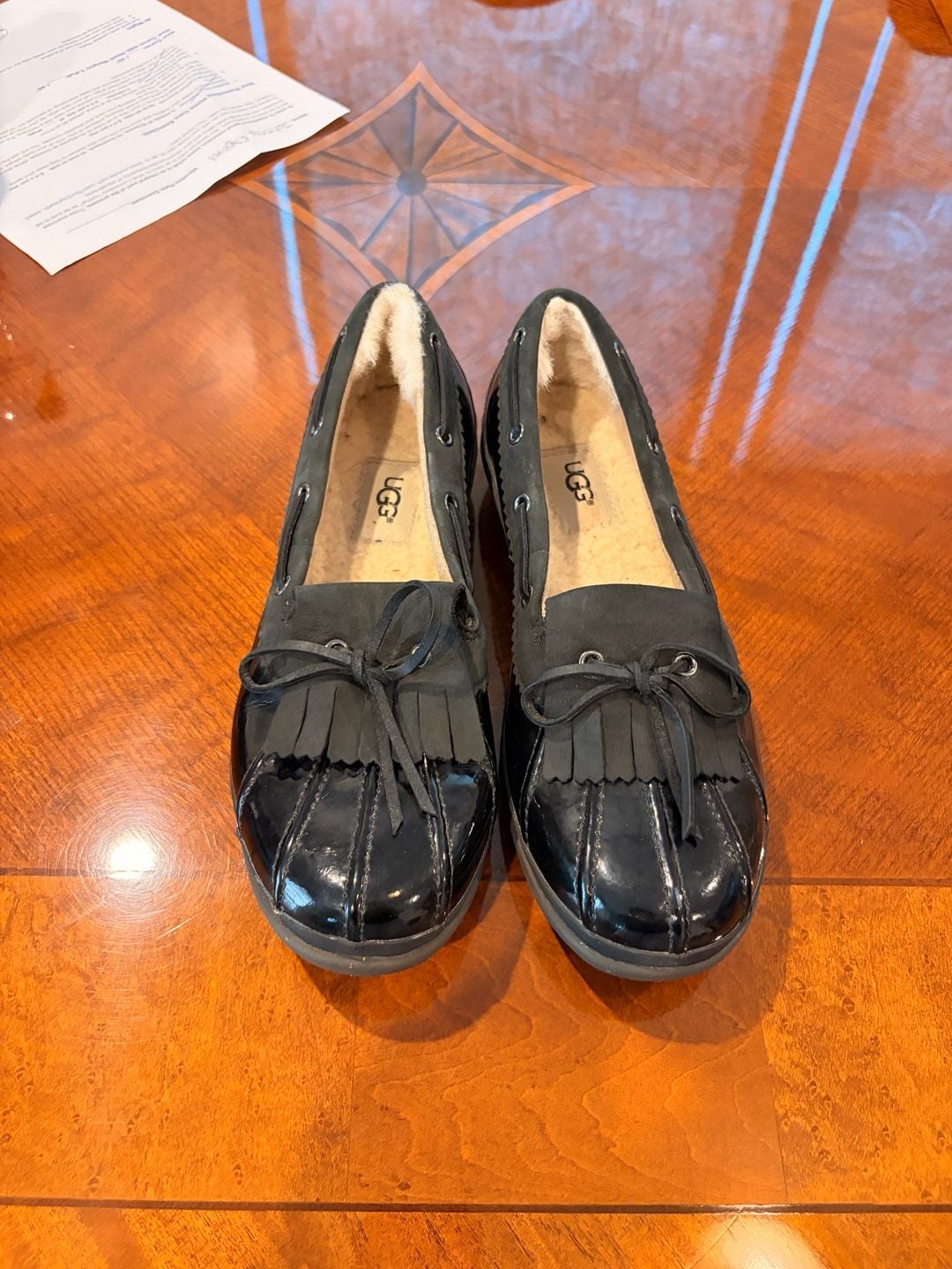 UGG Ashdale Duck Shoes Size 8 Black Waterproof Leather Moccasins 2