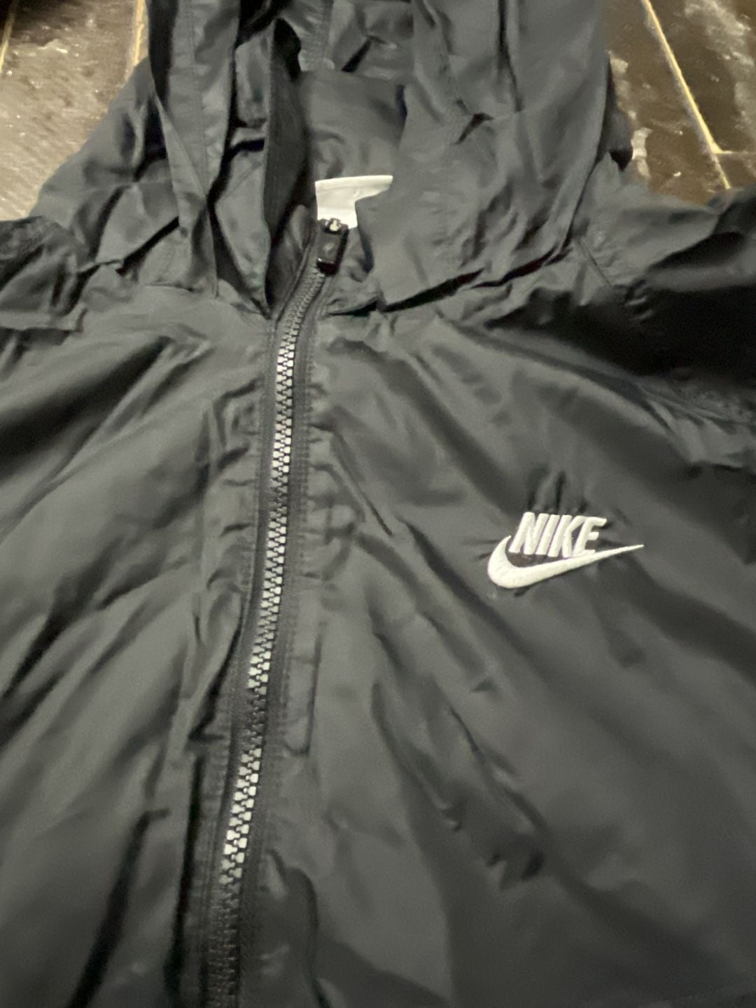 Nike Windbreaker Jacket Size L Black Hooded Full Zip 2
